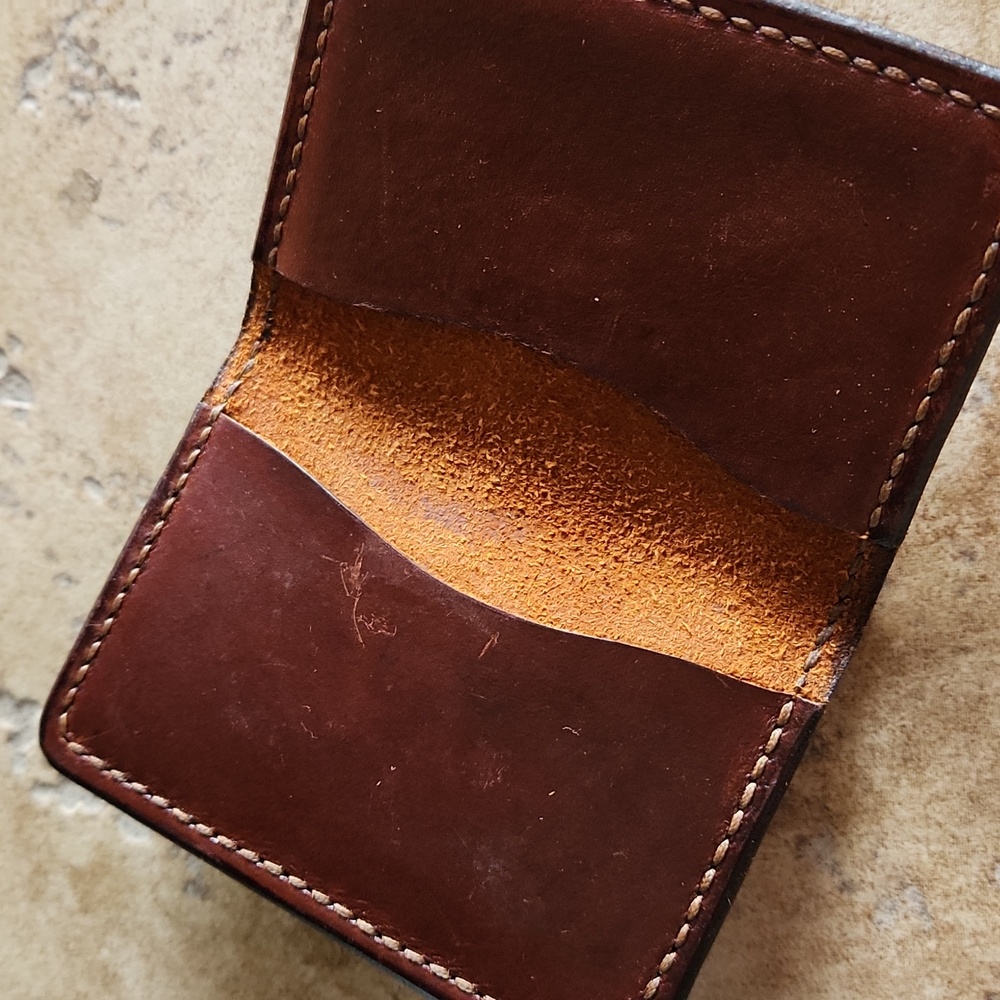 Small leather mens folded card holder - Picture 4 of 5